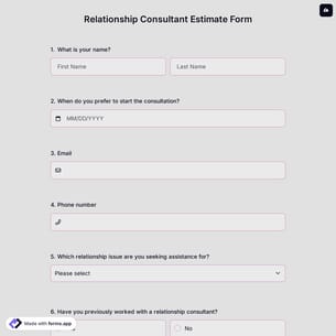 Relationship Consultant Estimate Form