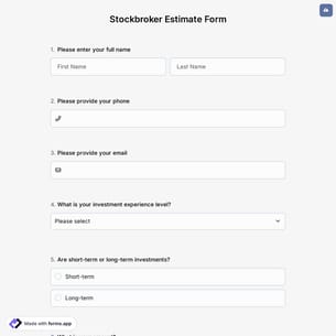 Stockbroker Estimate Form