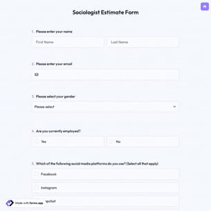 Sociologist Estimate Form