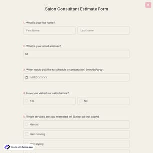 Salon Consultant Estimate Form