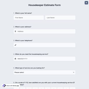 Housekeeper Estimate Form