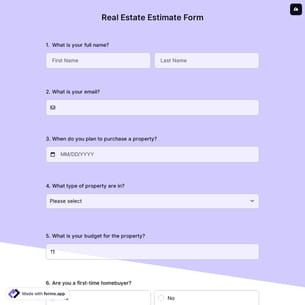 Real Estate Estimate Form