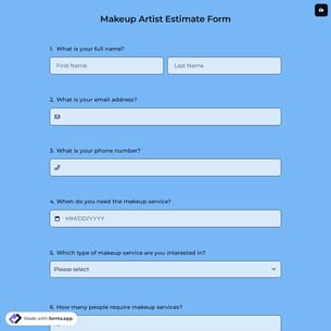 Makeup Artist Estimate Form