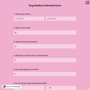 Dog Walker Estimate Form