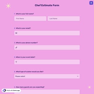 Chef Estimate Form