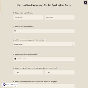 Compaction Equipment Rental Application Form