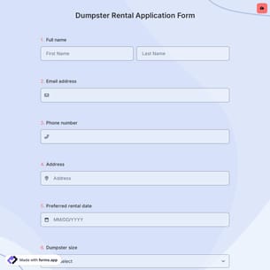 Dumpster Rental Application Form