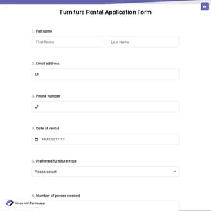 Furniture Rental Application Form