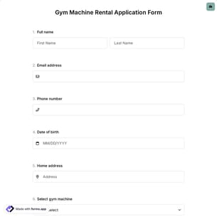 Gym Machine Rental Application Form