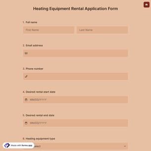 Heating Equipment Rental Application Form