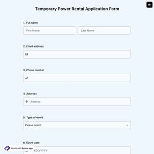 Temporary Power Rental Application Form