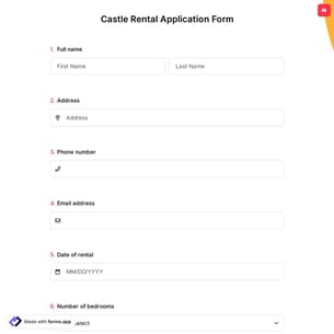 Castle Rental Application Form