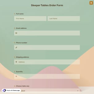 Sleeper Tables Order Form