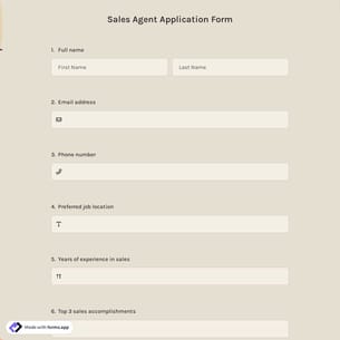 Sales Agent Application Form