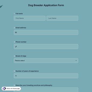 Dog Breeder Application Form