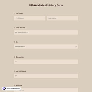 HIPAA Medical History Form