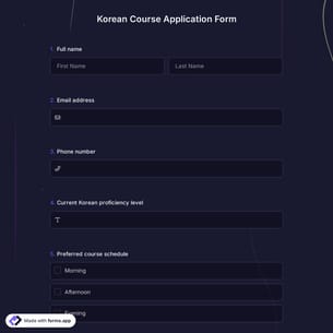 Korean Course Application Form