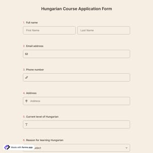 Hungarian Course Application Form
