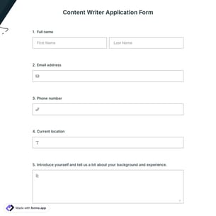 Content Writer Application Form