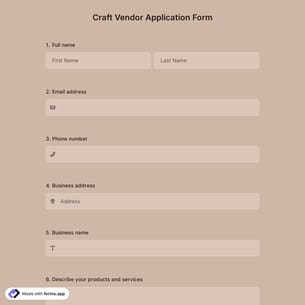 Craft Vendor Application Form