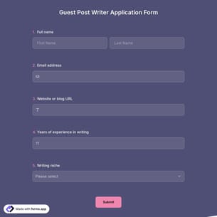 Guest Post Writer Application Form
