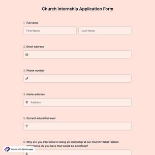 Church Internship Application Form