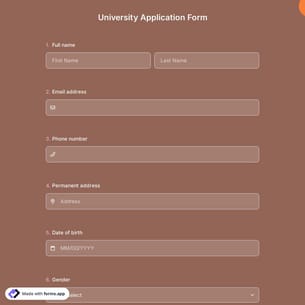 University Application Form
