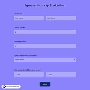 Esperanto Course Application Form