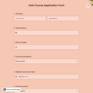 Irish Course Application Form