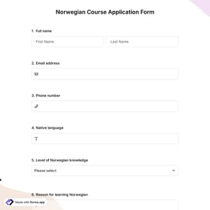 Norwegian Course Application Form