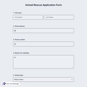Animal Rescue Application Form