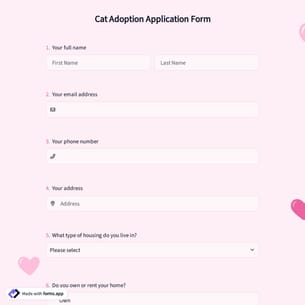 Cat Adoption Application Form