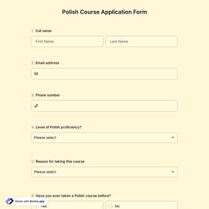 Polish Course Application Form