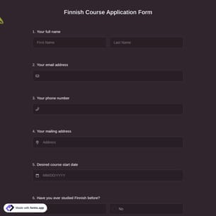 Finnish Course Application Form