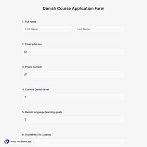 Danish Course Application Form