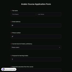 Arabic Course Application Form