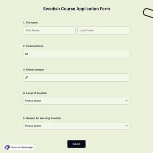 Swedish Course Application Form