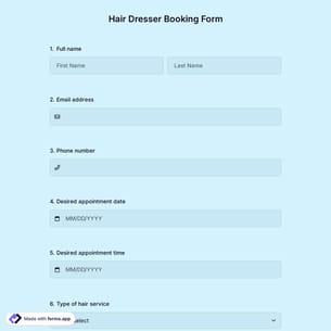 Hairdresser Booking Form