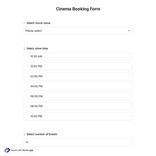 Cinema Booking Form