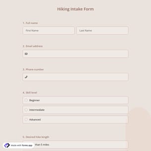 Hiking Intake Form