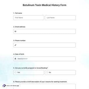 Botulinum Toxin Medical History Form