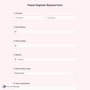 Power Engineer Resume Form