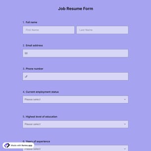 Job Resume Form