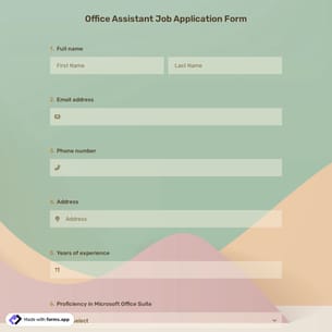 Office Assistant Job Application Form