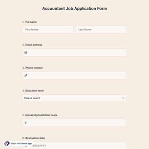 Accountant Job Application Form