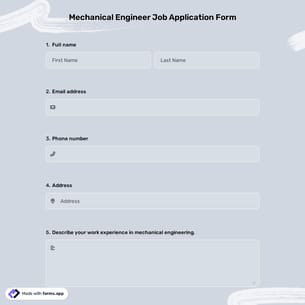 Mechanical Engineer Job Application Form