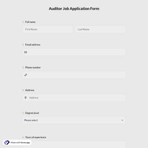 Auditor Job Application Form