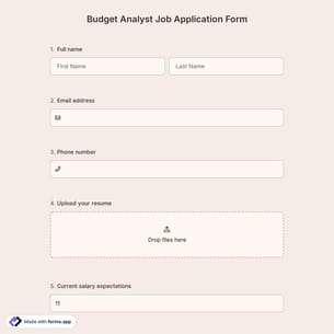 Budget Analyst Job Application Form