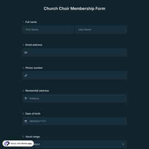 Church Choir Membership Form