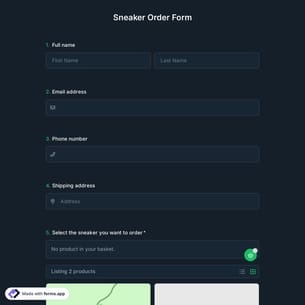 Sneaker Order Form